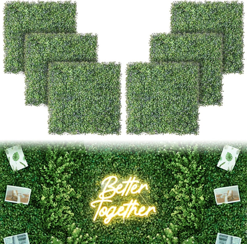 Luyue 6PCS 20”×20” Boxwood Panels, Artificial Grass Wall Panels Fake Greenery Backdrop Wall Grass Backdrop Artificial Plant Walls for Outdoor Indoor Garden Fence Backyard - Image 1